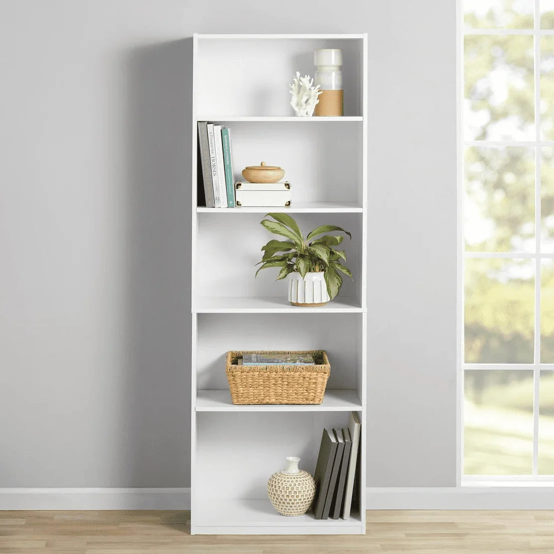 XMSJ Five Shelf Bookcase With Adjustable Shelves For Home
