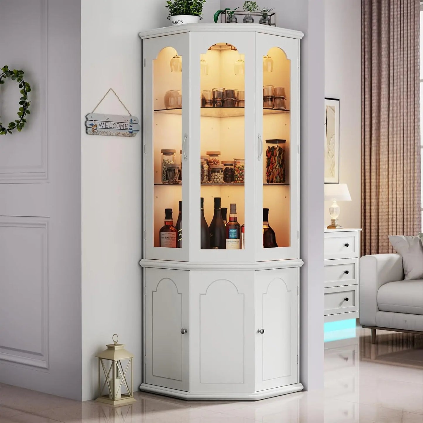 Lady Bug Limited Corner Bar Cabinet With LED Lights
