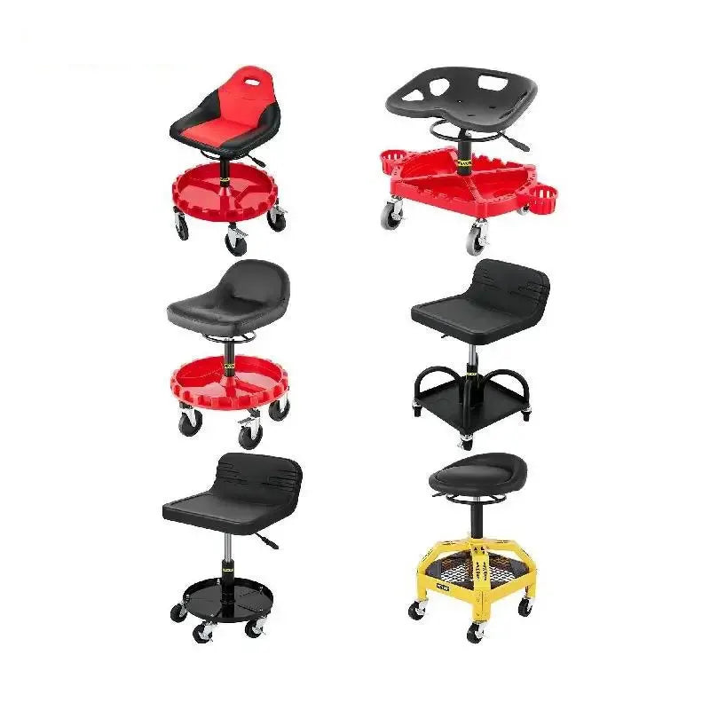SucceBuy Rolling Garage Stool Adjustable Height Tool Tray
