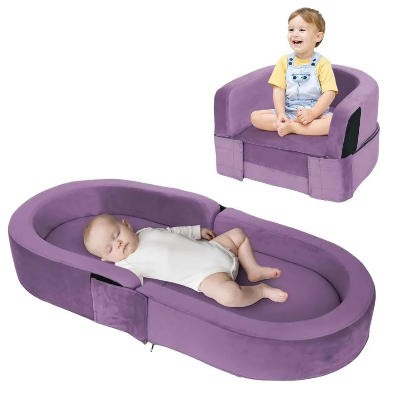 Wanan Toddler Travel Bed Removable Washable Portable Bed Gray