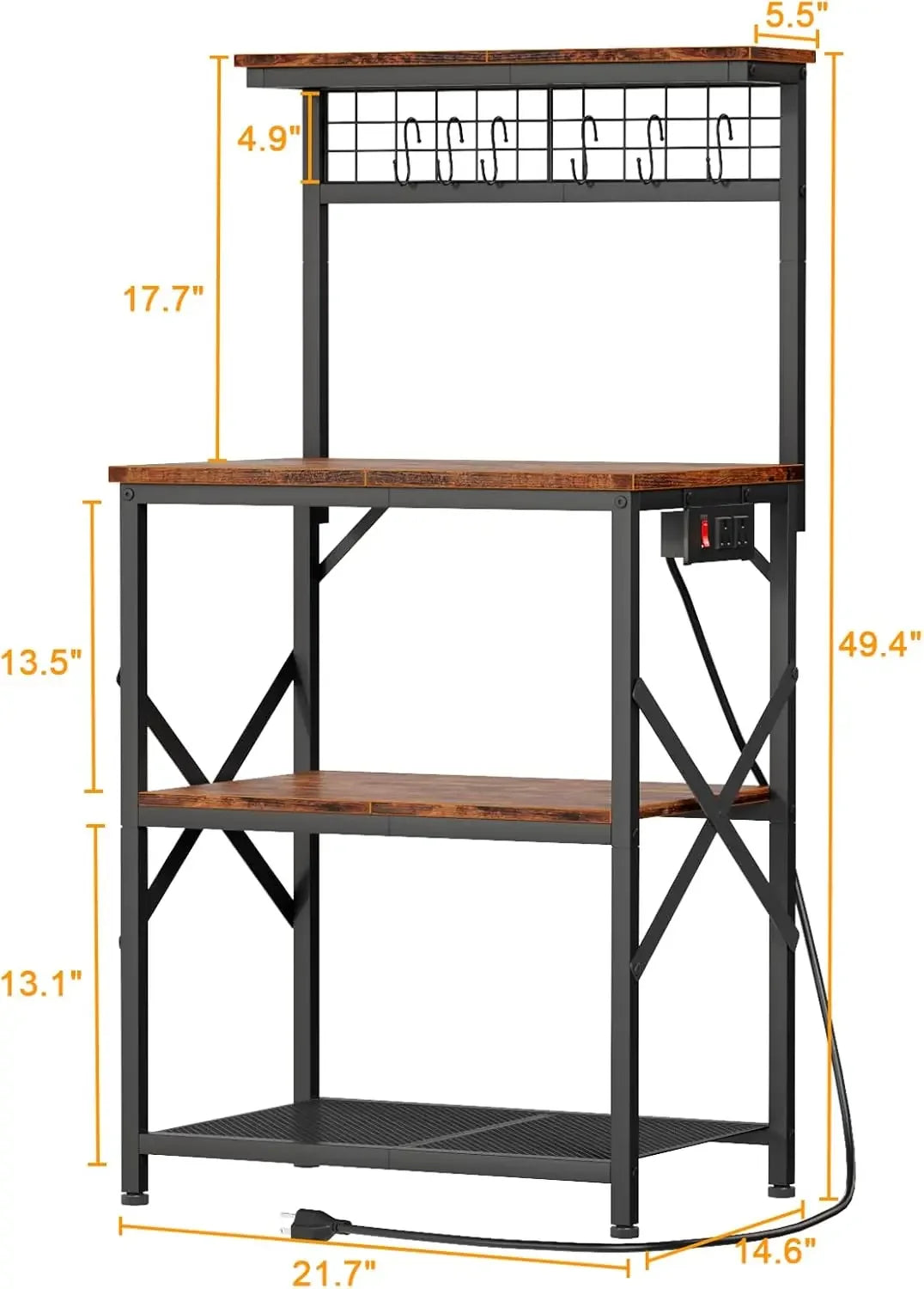XMSJH Kitchen Bakers Rack With Power Outlet Microwave Stand