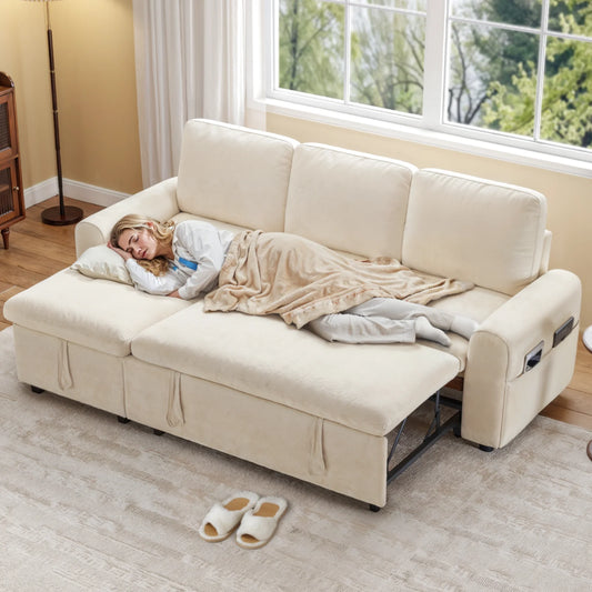ONBRILLCN L Shaped Sleeper Sofa Pull Out Bed With Storage
