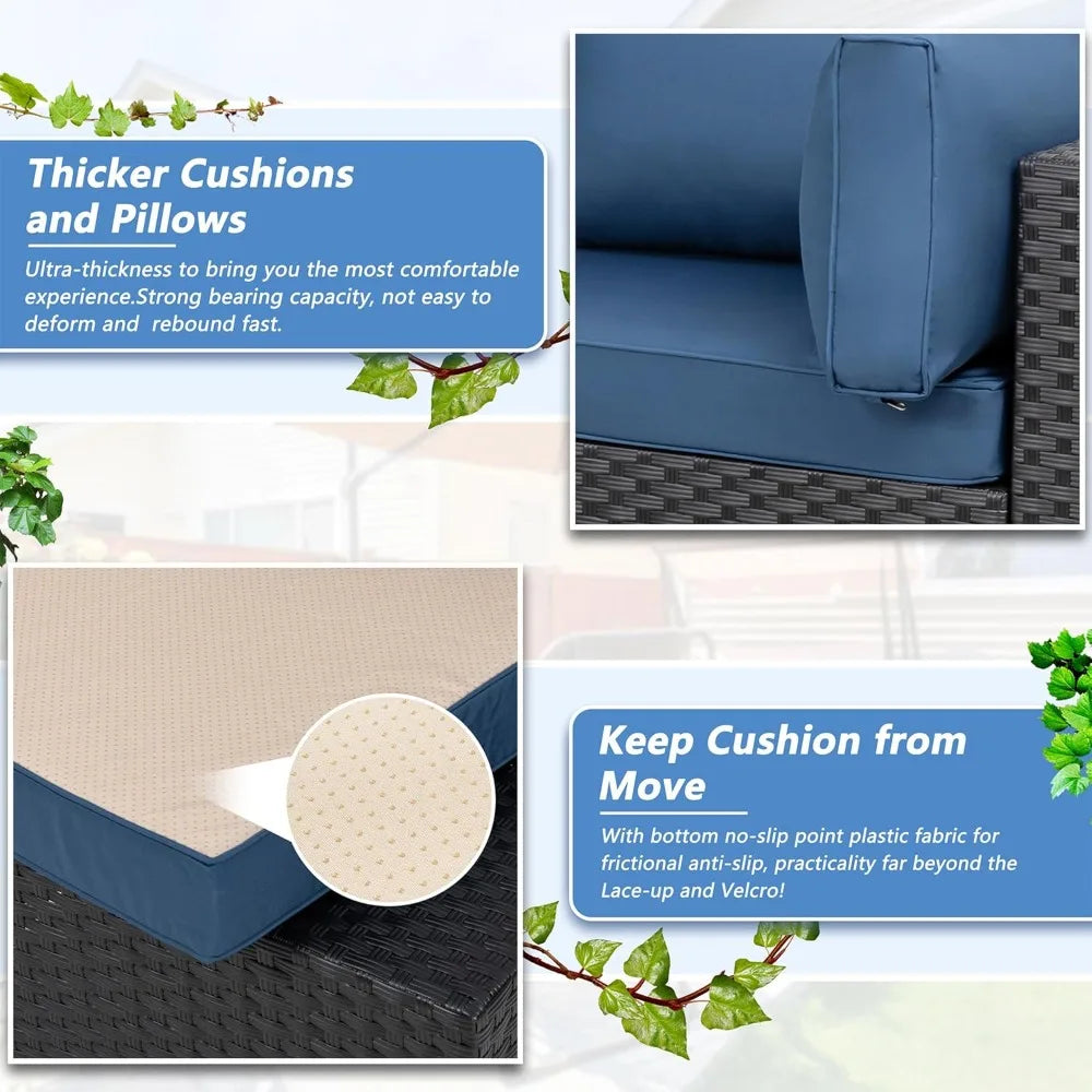 Outdoor PE Wicker Sectional Sofa Set With Coffee Table