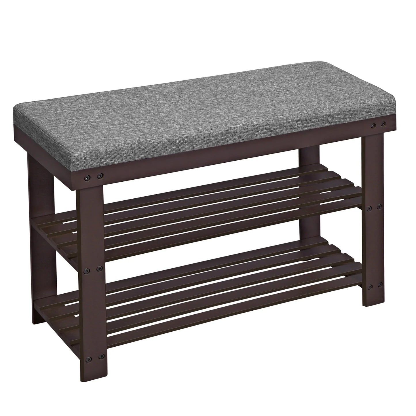 SONGMICS Bamboo 3 Tier Shoe Rack Stable Bench Seat Entryway