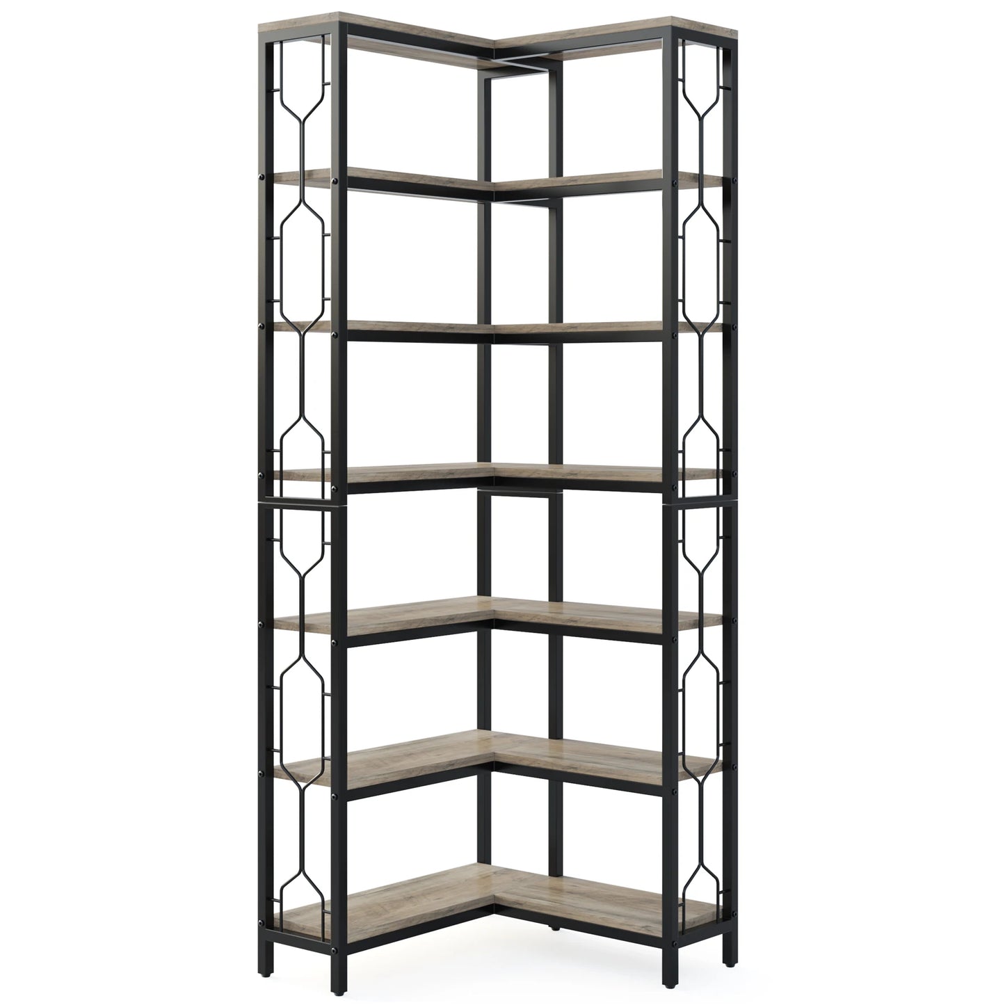 Tribesigns 7-Shelf Corner Bookshelf Modern Tall Bookcase