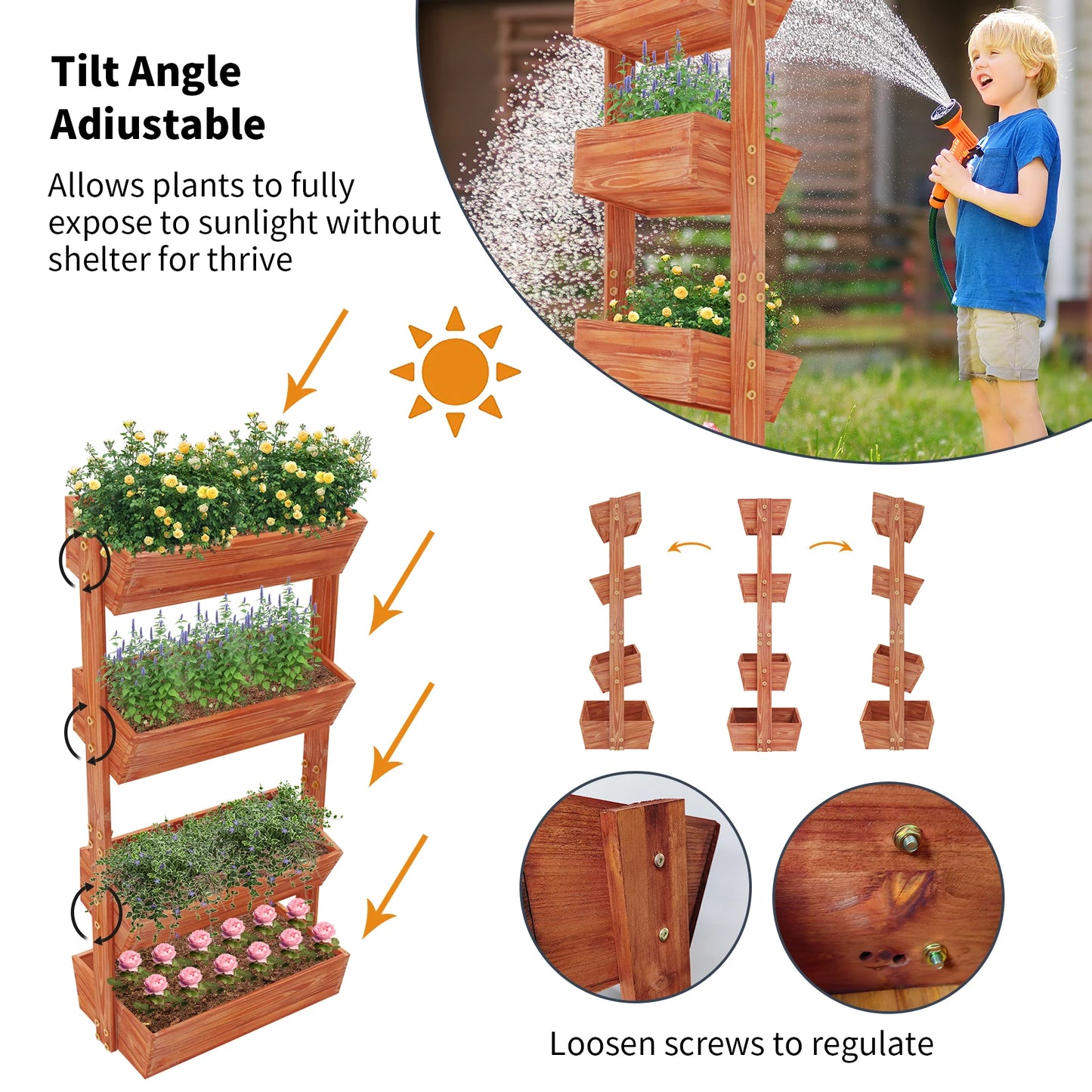 Finishing Four Tier Vertical Garden Bed With Adjustable Shelf