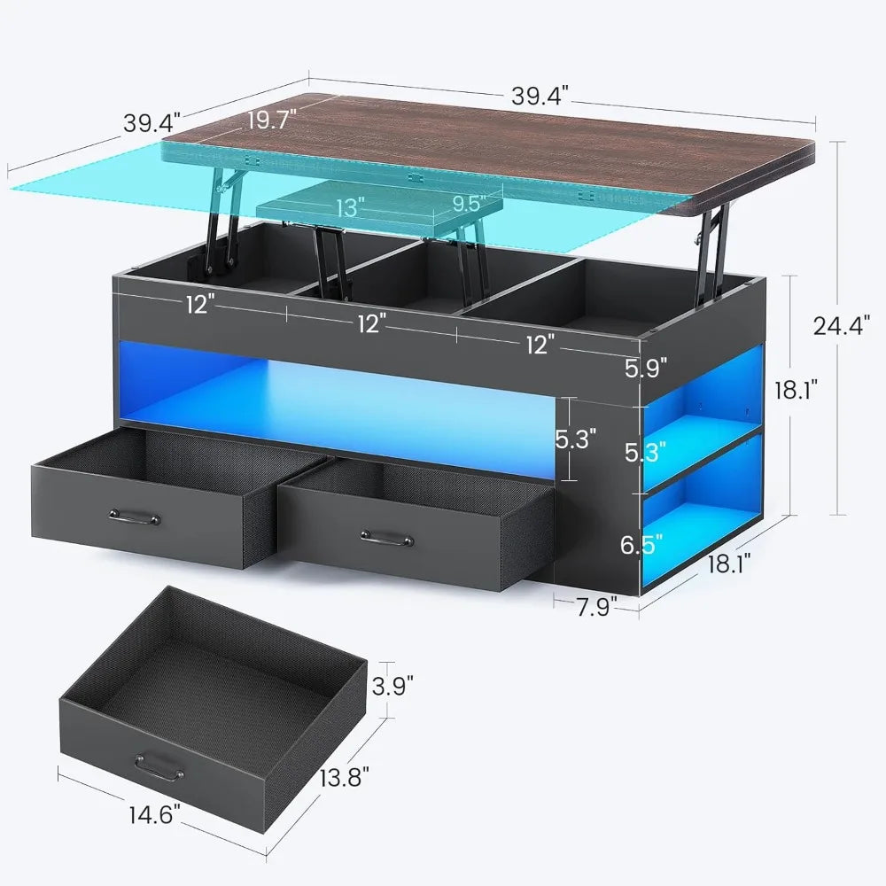 Lift Top Coffee Table With Storage And Hidden Compartment