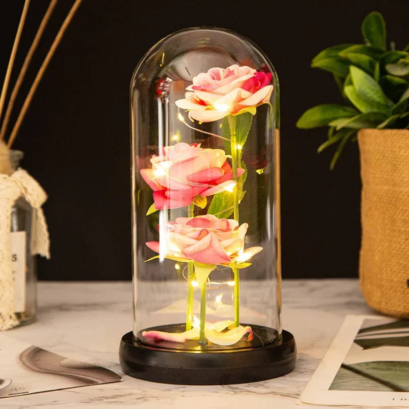 Zhejiang Rose Glass Dome Ornament Light Up Valentines Gift