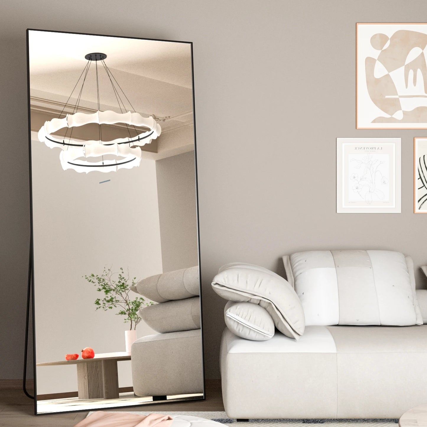 CASSILANDO Floor Standing Mirror Industrial Metal Frame