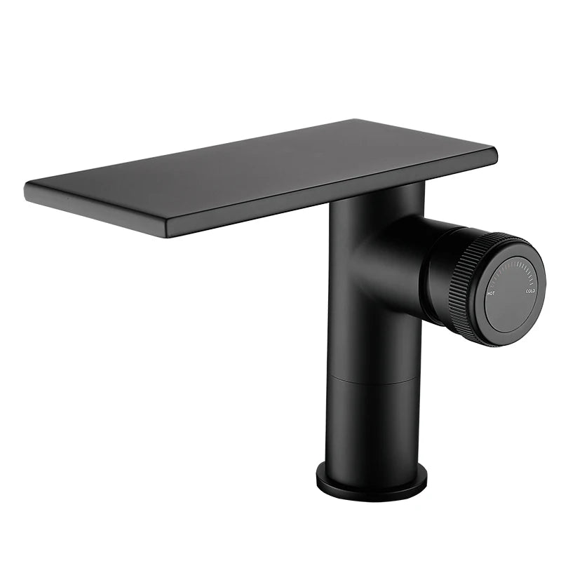 Bathroom Waterfall Basin Sink Faucet Black Brass Hot Cold Mixer