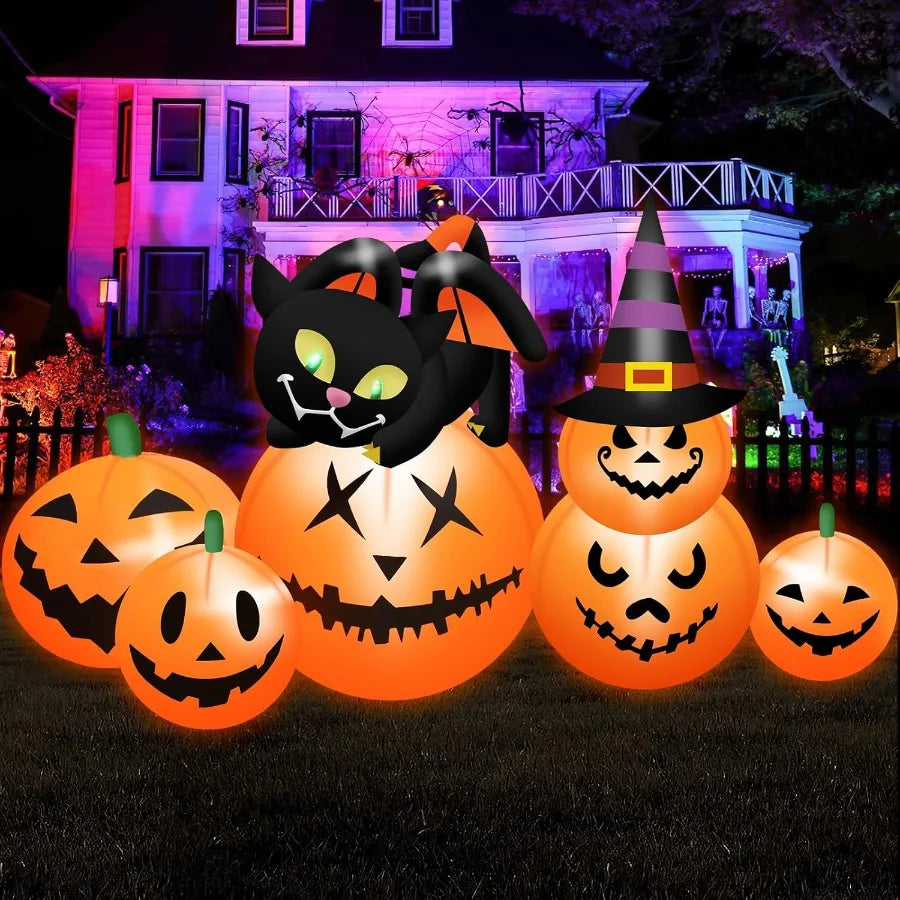 Hign-concerned Halloween Inflatable Pumpkin Cat Witch Hat
