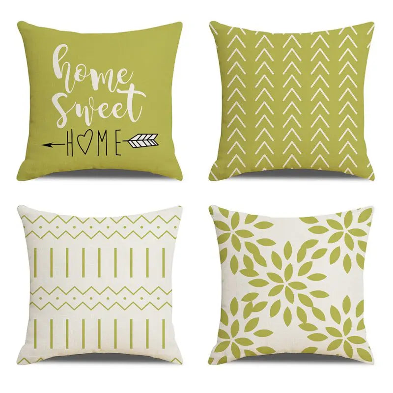Four Pack Pillow Covers Polyester Cotton For Sofa Decor