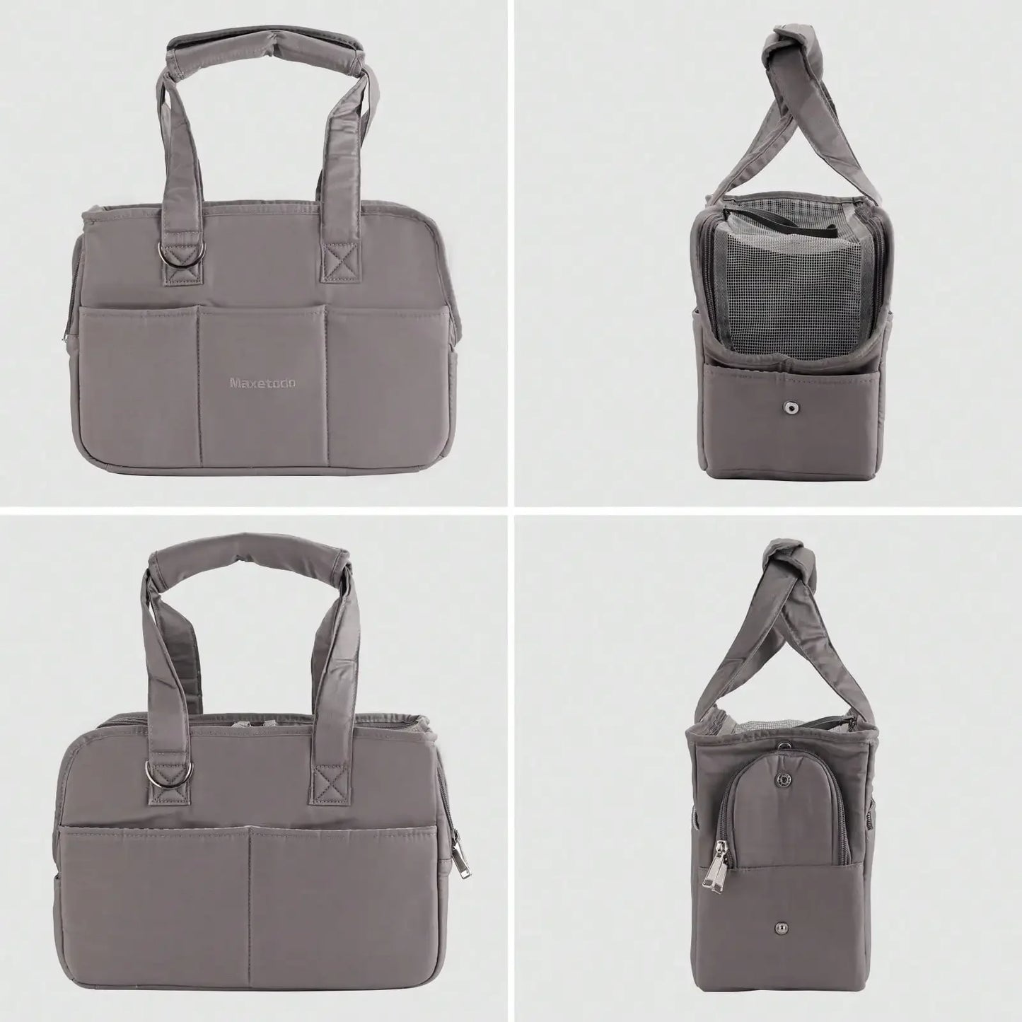 Removable Women's Pet Carrying Handbag Dark Gray Small Dog Cat Carrier Purse for Walking Cats Puppies