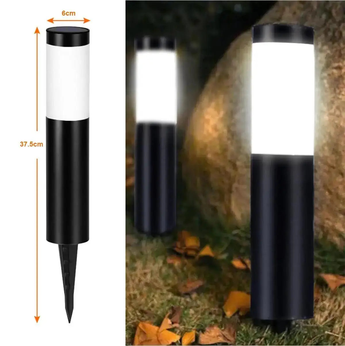 Cylindrical Garden Solar Light Dusk To Dawn Waterproof Outdoor Lamp Cool White And Warm White LED Bulbs