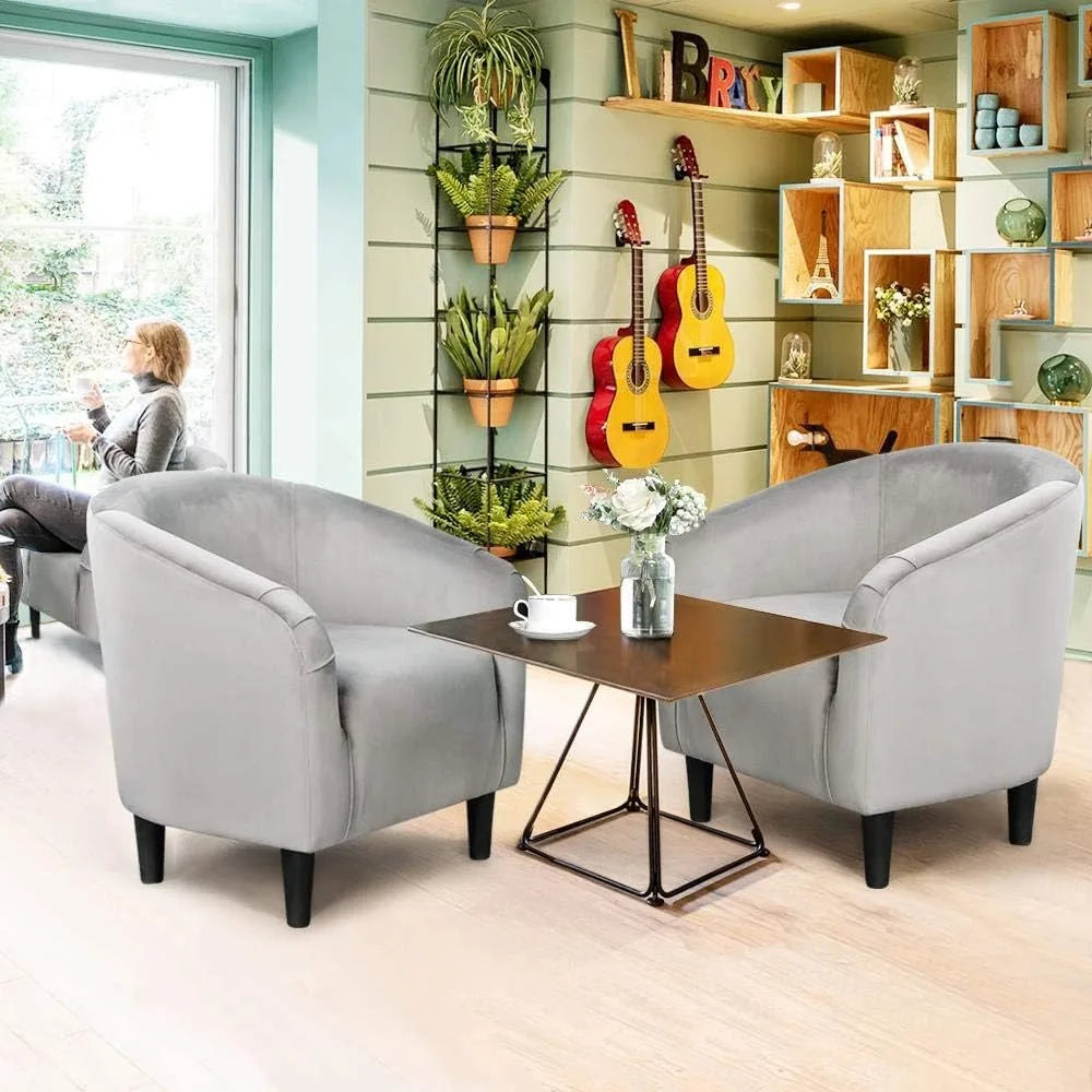 Velvet Barrel Chair With Armrests Low Back Living Room Chair