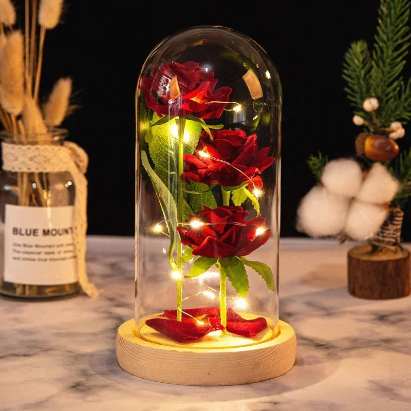 Zhejiang Rose Glass Dome Ornament Light Up Valentines Gift
