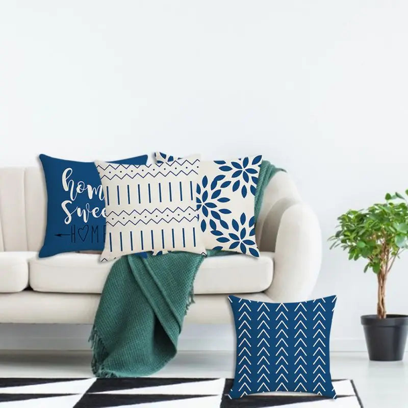 Four Pack Pillow Covers Polyester Cotton For Sofa Decor