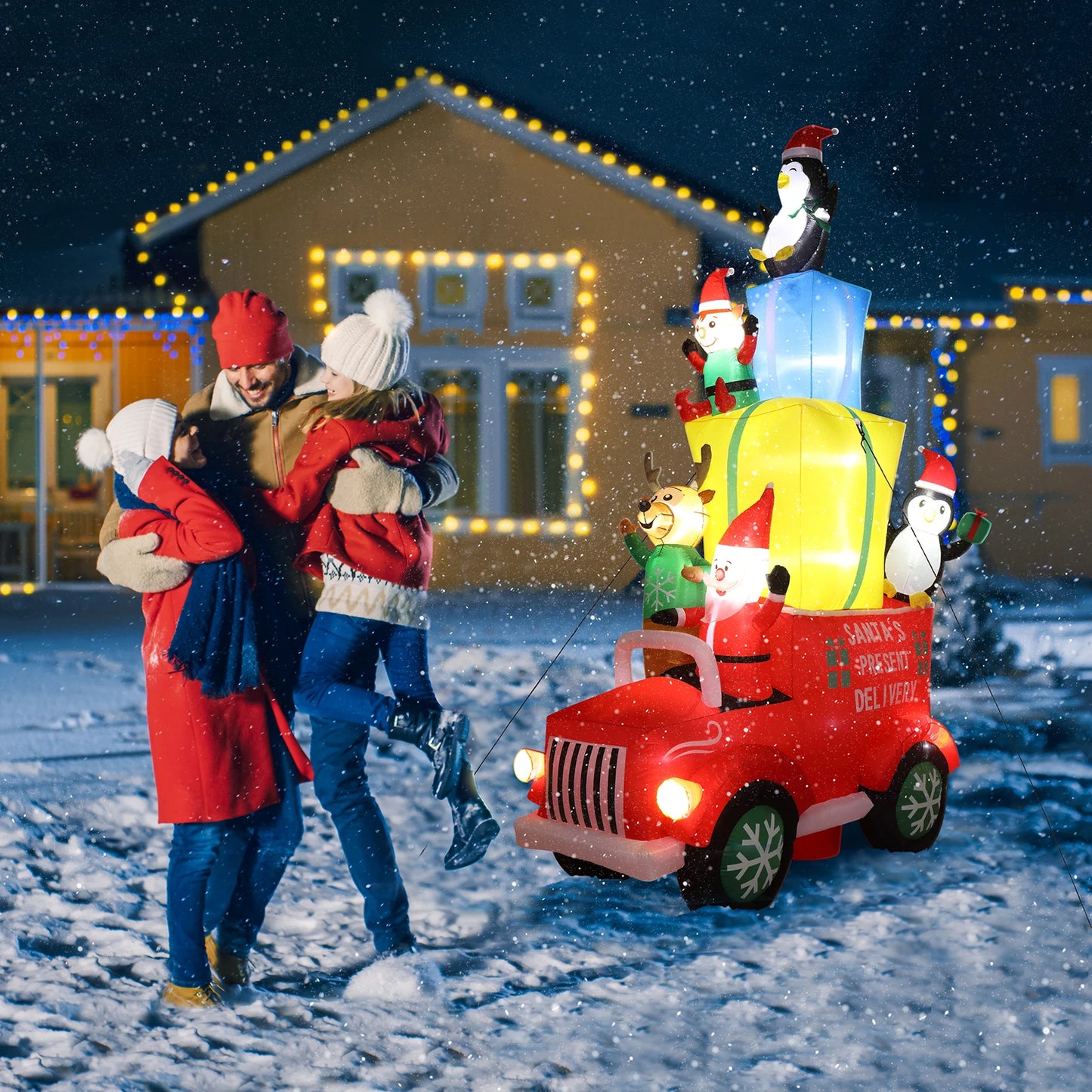Hign-concerned Chemical Santa Driving LED Garden Decoration
