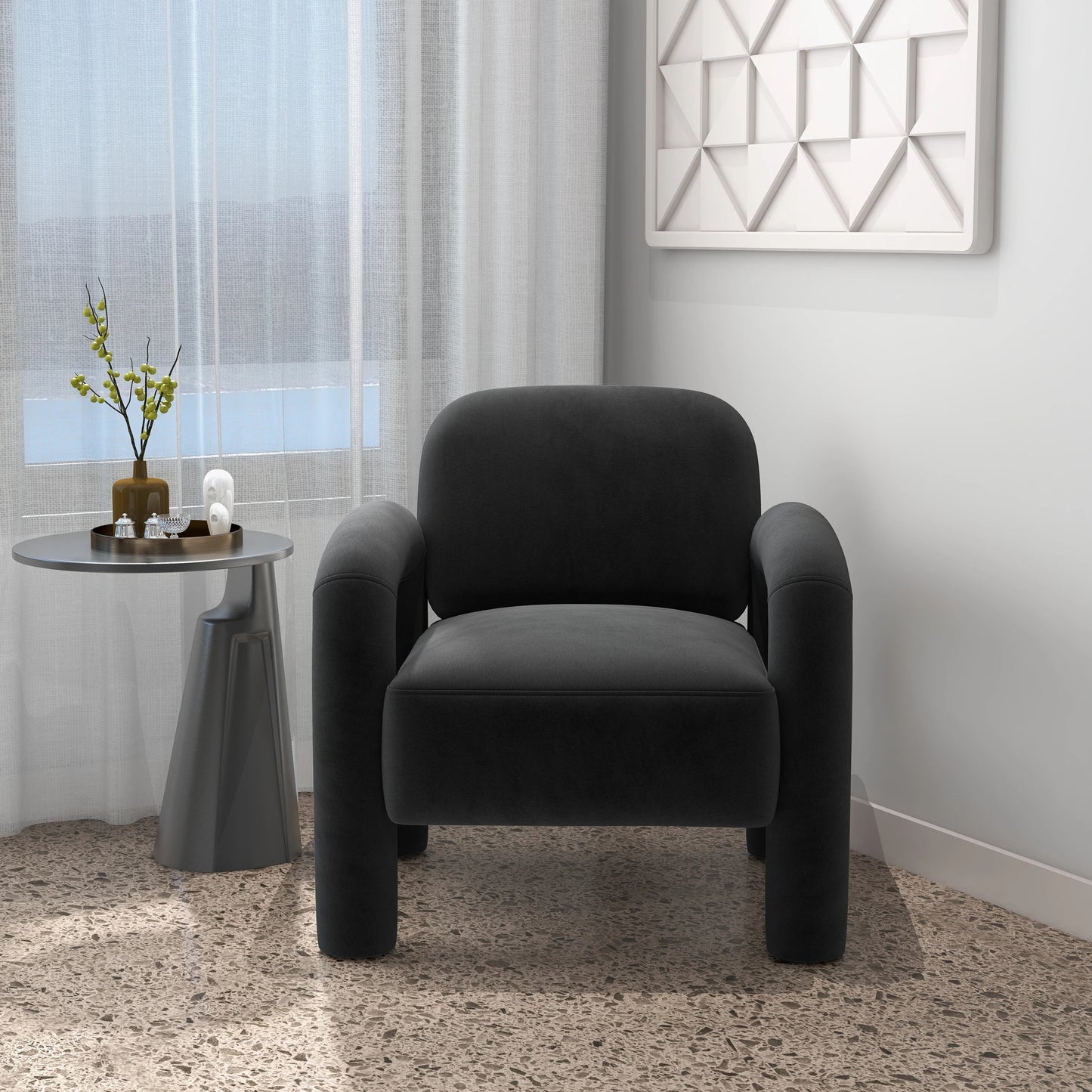 SEYNAR Mid Century Modern Velvet Upholstered Accent Chair