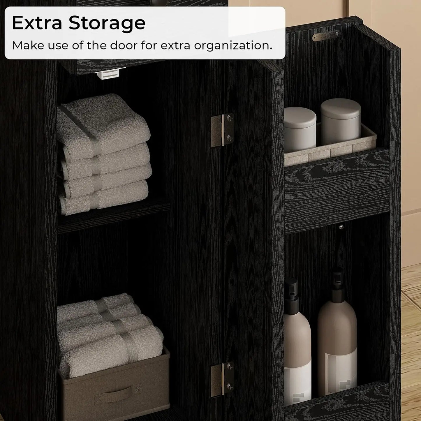 IRONCK Bathroom Storage Cabinet With Doors Narrow Design And Adjustable Shelves Solutions