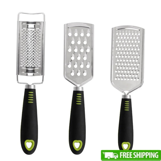 Stainless Steel Cheese Grater Set Handheld Zester Kitchen Shredder Tool Non Slip PP Handle Easy Clean Compact Storage Rust Resistant