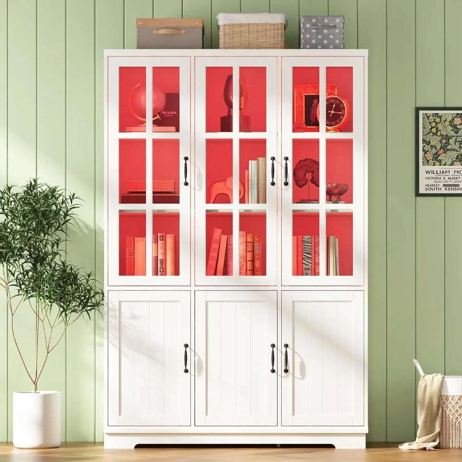 Hign-concerned Modern Storage Cabinet With Glass Doors And LED Lights