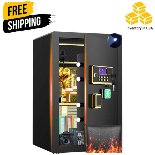 BESAFETY 5.5 Cuft Large Safe Box, Digital Keypad, LCD Screen, Security Home Safe with Interior Safe Lock Box, Removable Shelf
