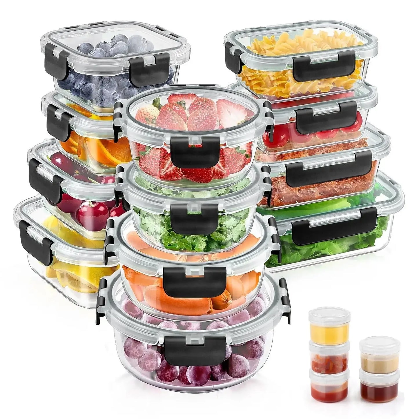 Glass Food Storage Containers with Lids Set, Airtight Meal Prep Containers