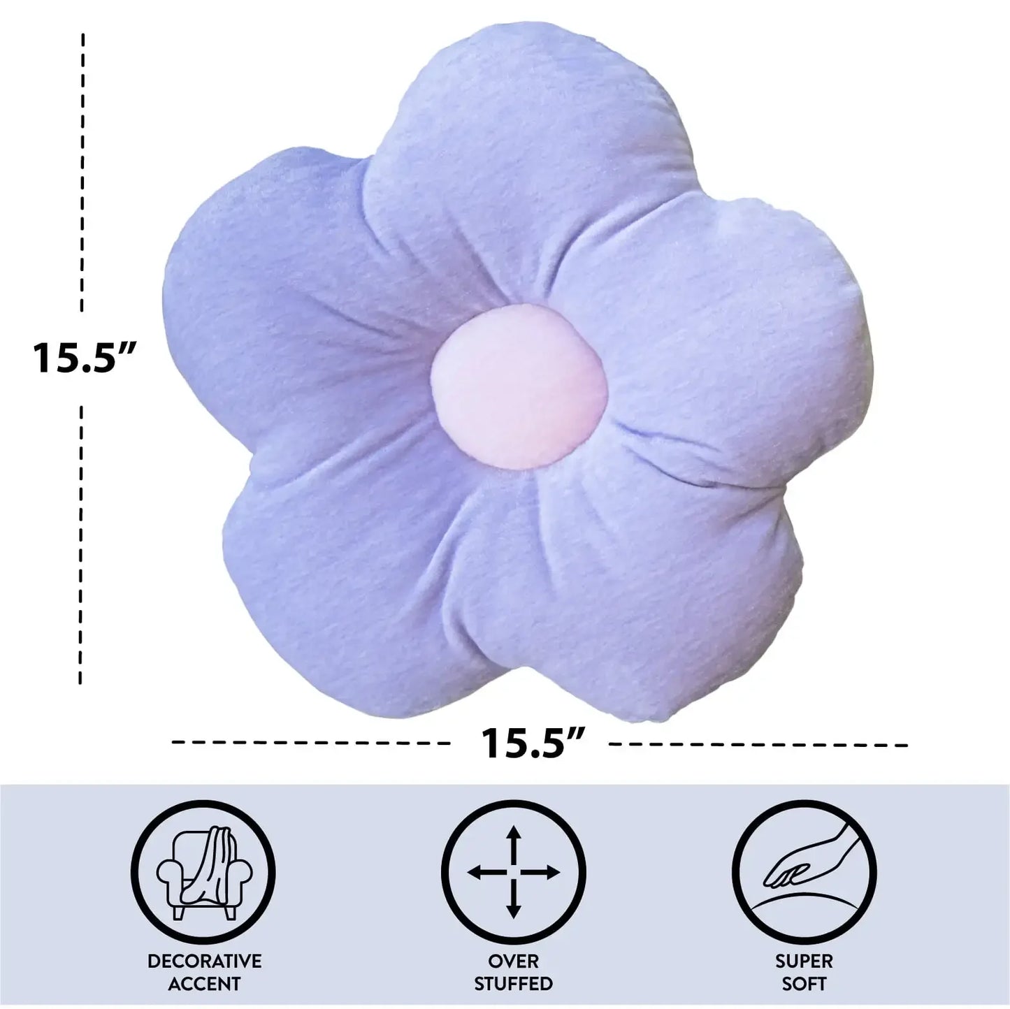 18 Inch Purple Flower Decorative Pillow 1 Each