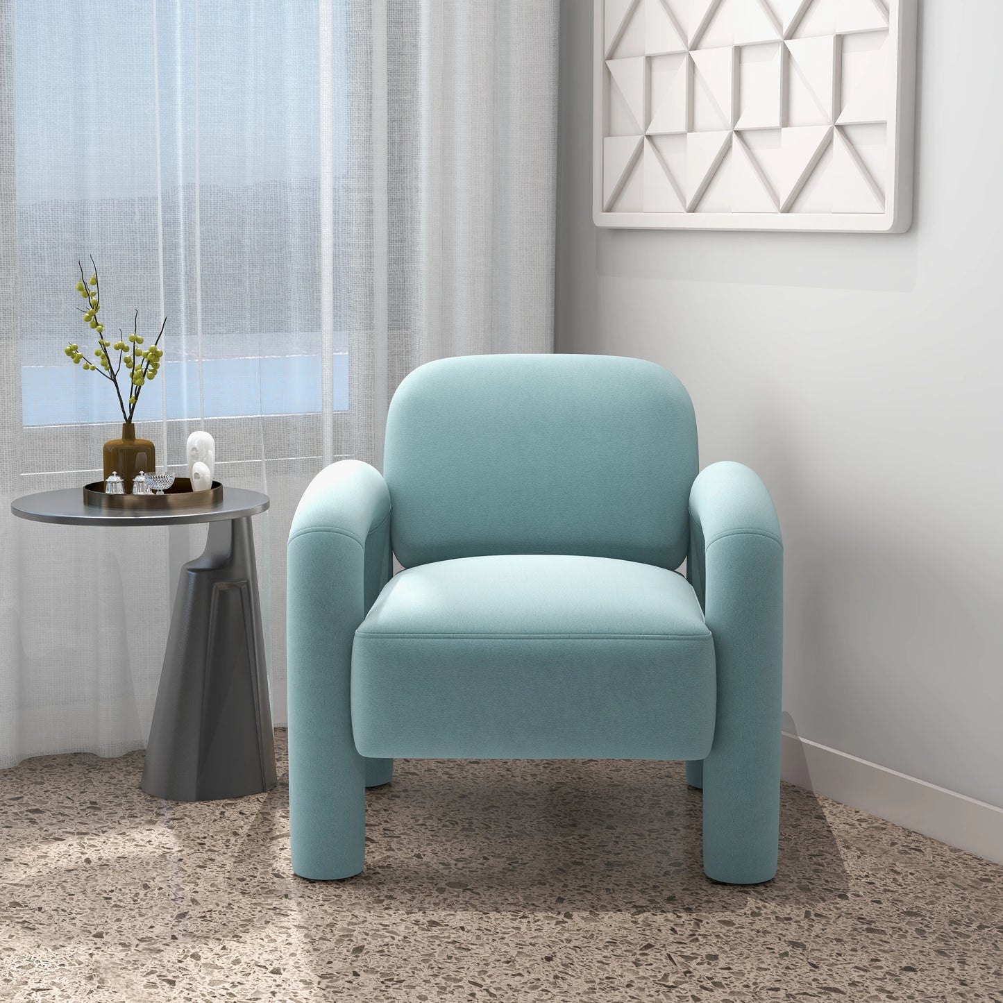 SEYNAR Mid Century Modern Velvet Upholstered Accent Chair
