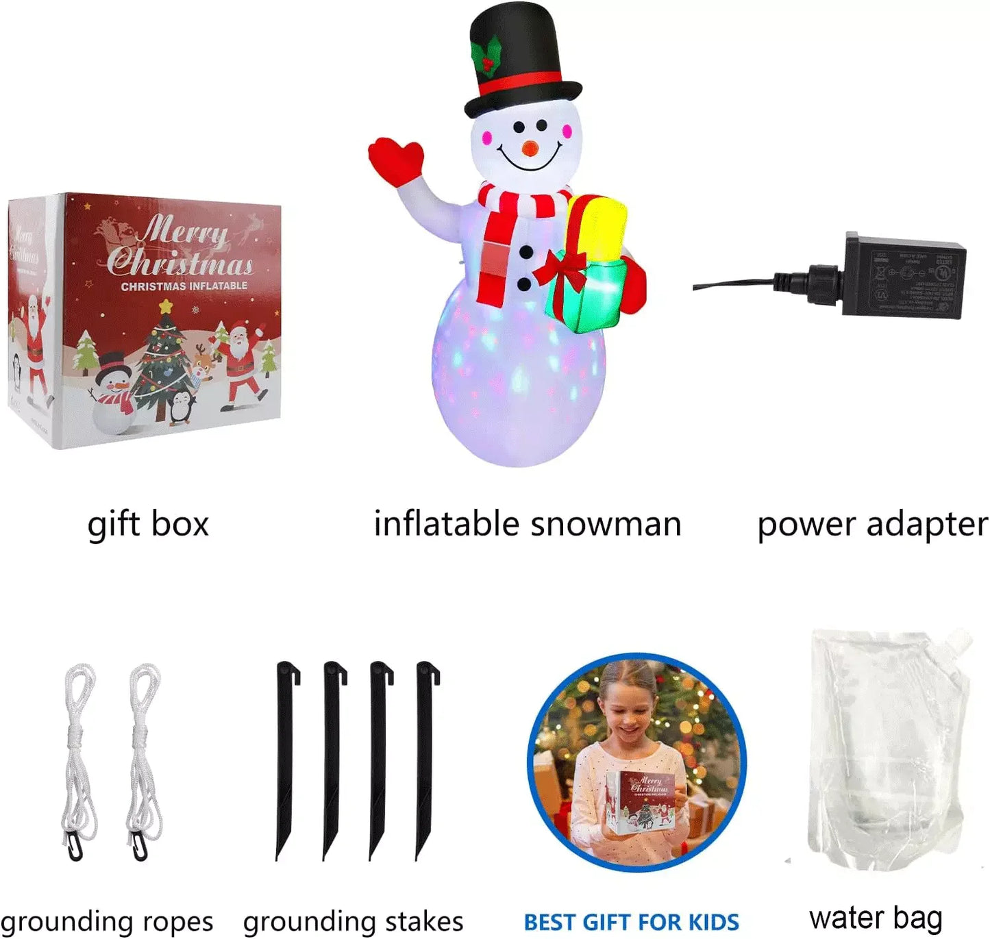 Hignconcerned Snowman Inflatable Outdoor Yard Decor LED
