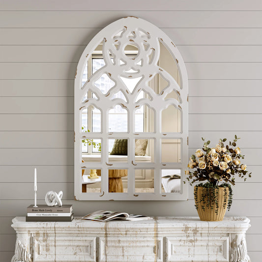 Arched Window Mirror, Large Retro Farmhouse Wall Mirrors