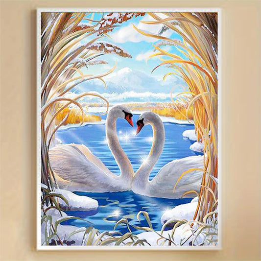 QIZITENG Diamond Painting Kit Romantic Love Swan Mosaic