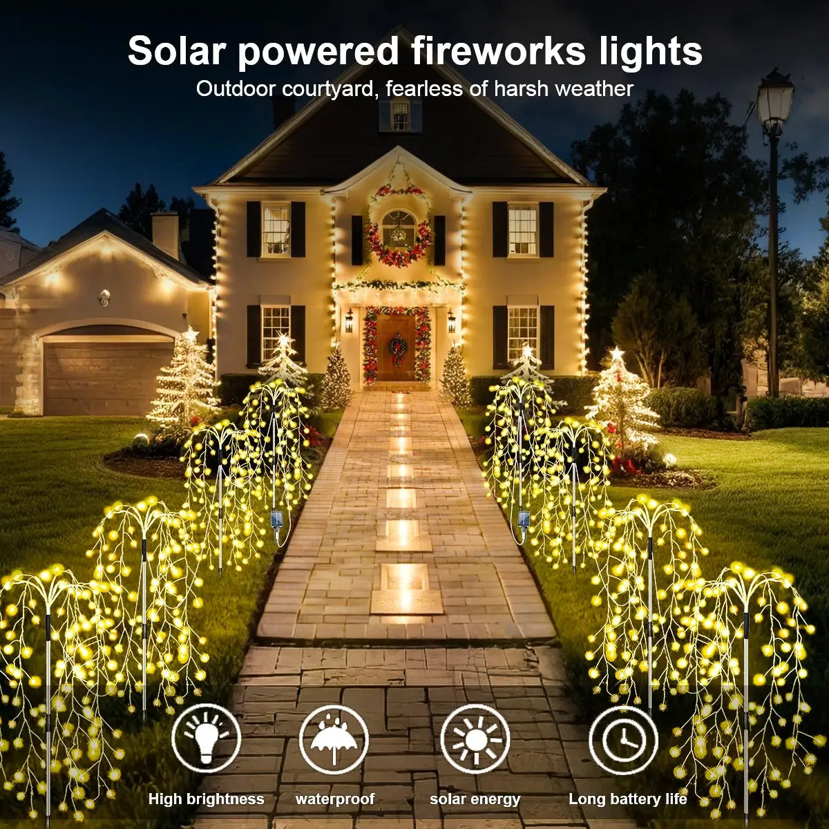 WELPUR Solar Firecracker LED Lights For Garden Decor