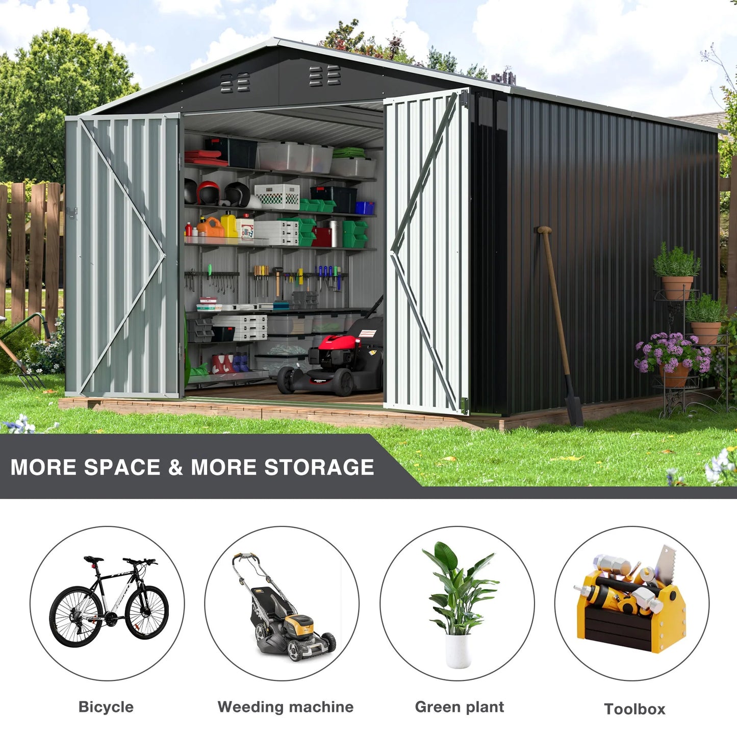 Polar Aurora Galvanized Steel Storage Shed Lockable Hasp