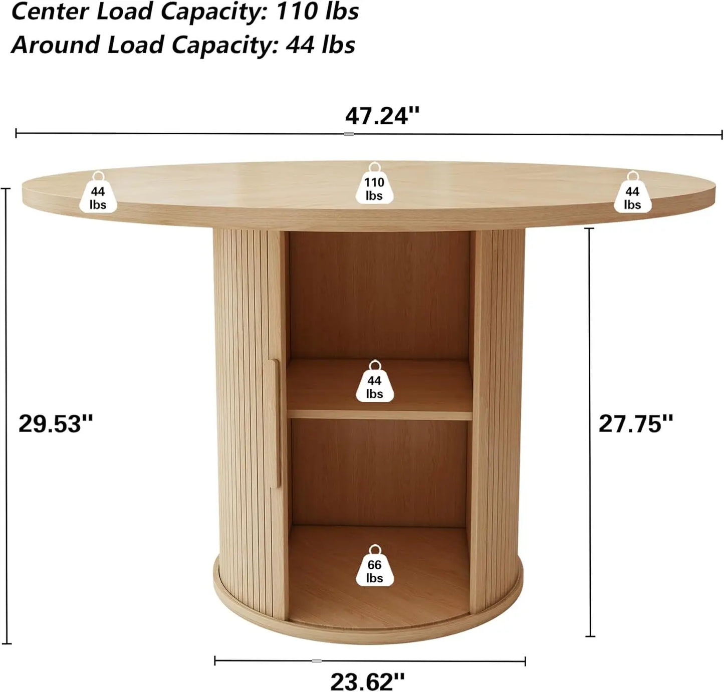 XMSJHign-concerned Round Dining Table For Four With Storage