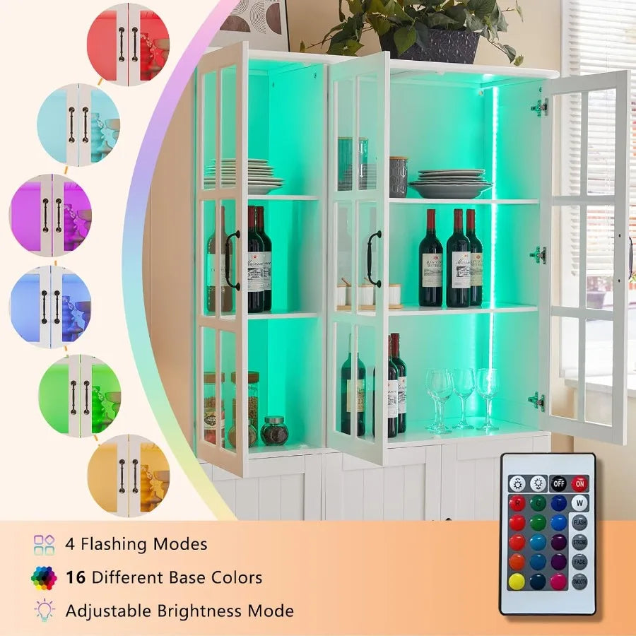 Hign-concerned Modern Storage Cabinet With Glass Doors And LED Lights