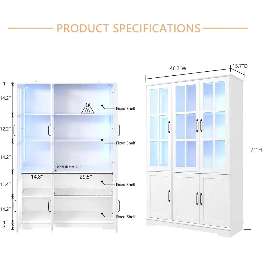 Hign-concerned Modern Storage Cabinet With Glass Doors And LED Lights