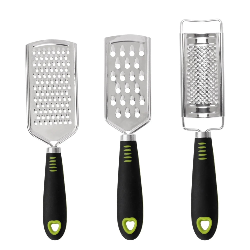 Stainless Steel Cheese Grater Set Handheld Zester Kitchen Shredder Tool Non Slip PP Handle Easy Clean Compact Storage Rust Resistant