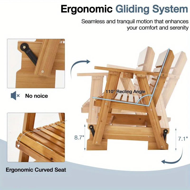 Erommy Outdoor Glider Bench With Cup Holders Patio Chair