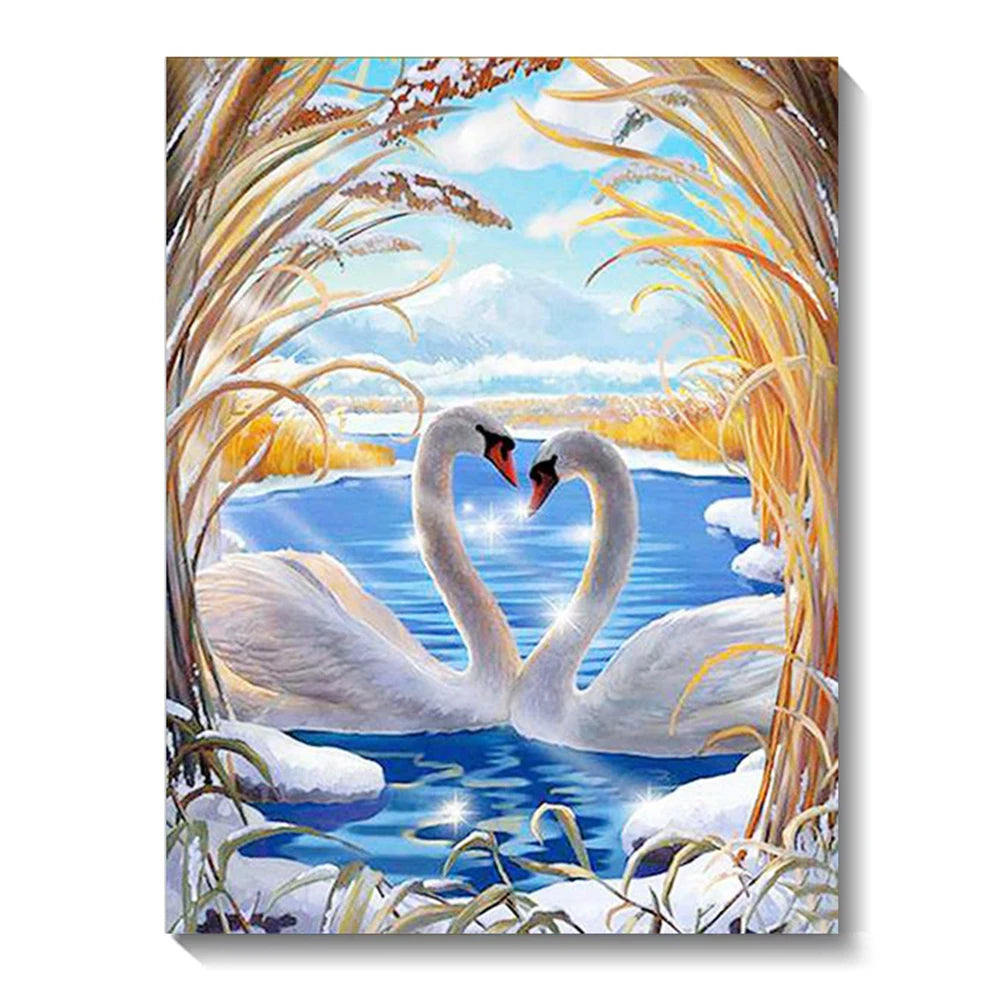 QIZITENG Diamond Painting Kit Romantic Love Swan Mosaic