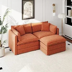 Modular Sectional Sofa Modern Convertible Loveseat Couch 77.16 Inch Deep 2-Seater Comfy Chenille Cloud Sofa