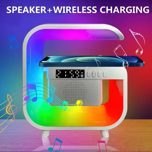 Wireless Charger Desk Lamp Night Light Alarm Clock Speaker