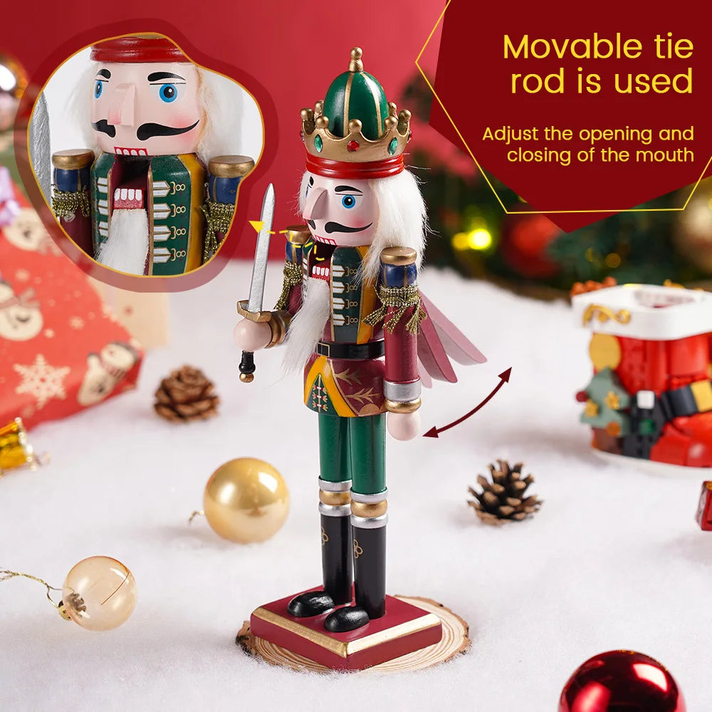 Three Piece Wooden Nutcracker Set King Drummer Soldier Christmas Decorations