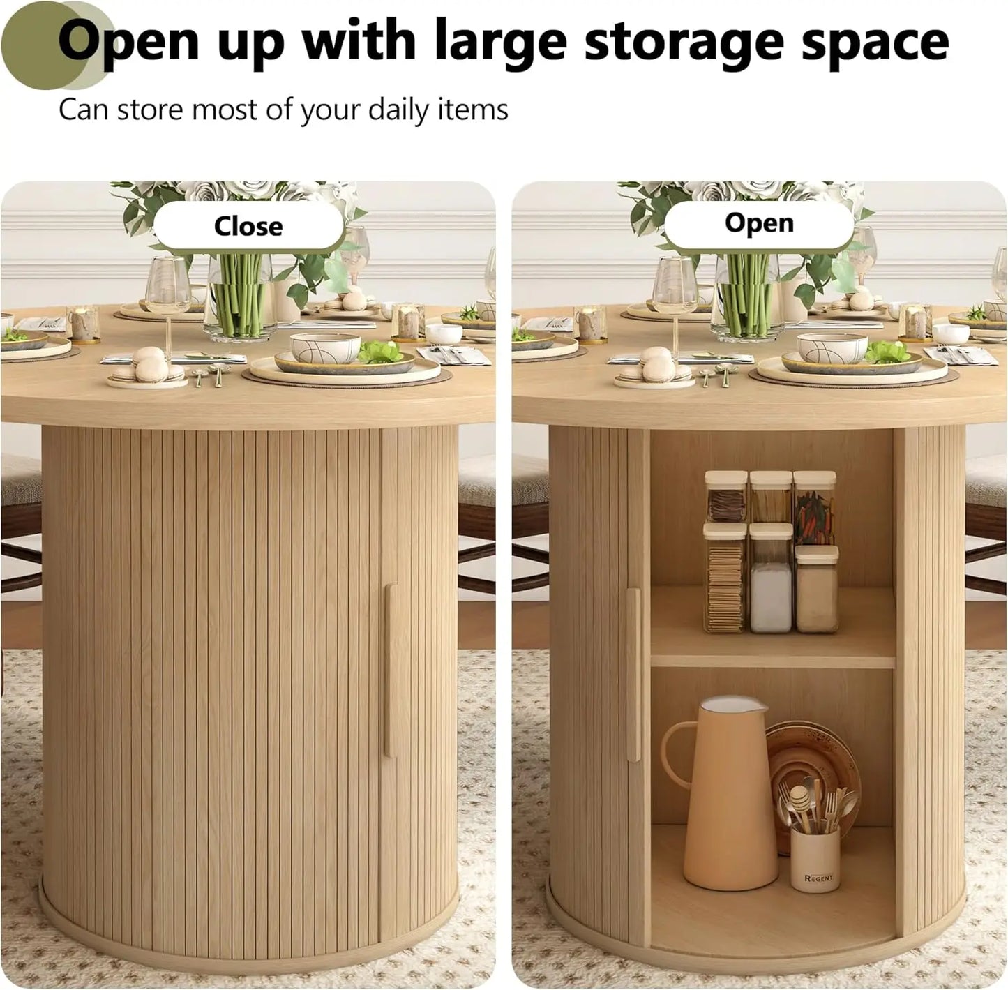 XMSJHign-concerned Round Dining Table For Four With Storage