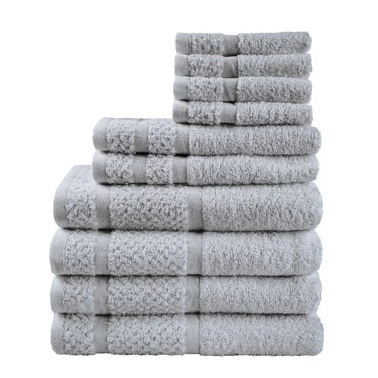 10 Piece Grey Towel Set with Upgraded Softness and Durability