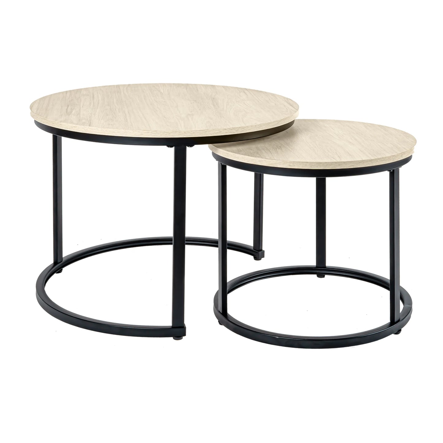 Hign-concerned Round Nesting Coffee Table Set Metal Frame