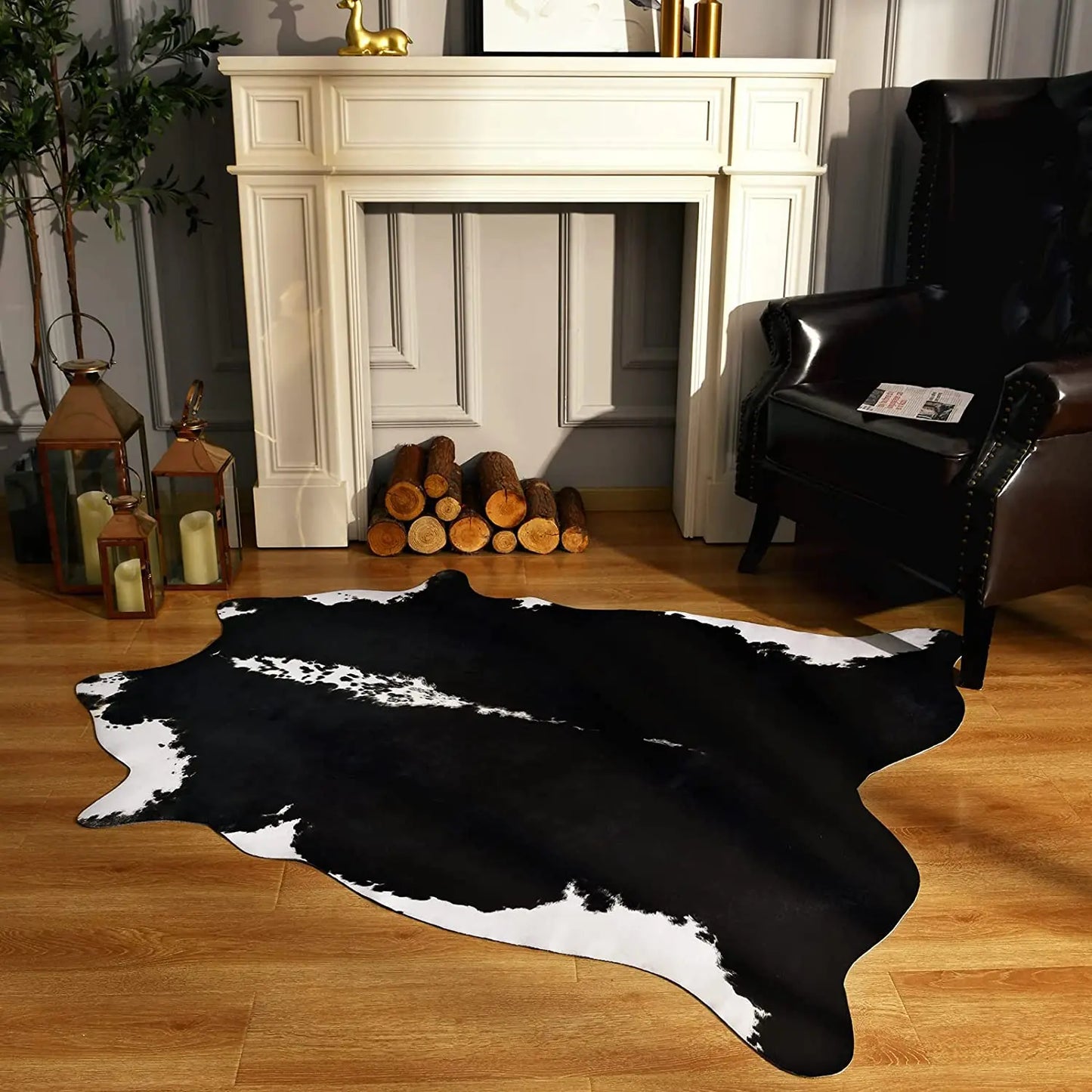 American Style Animal Print Rug Faux Fur Cowhide Rug