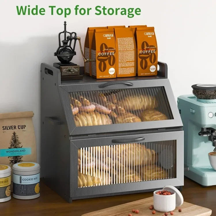 Hign-concerned Bread Box Countertop Wooden Farmhouse