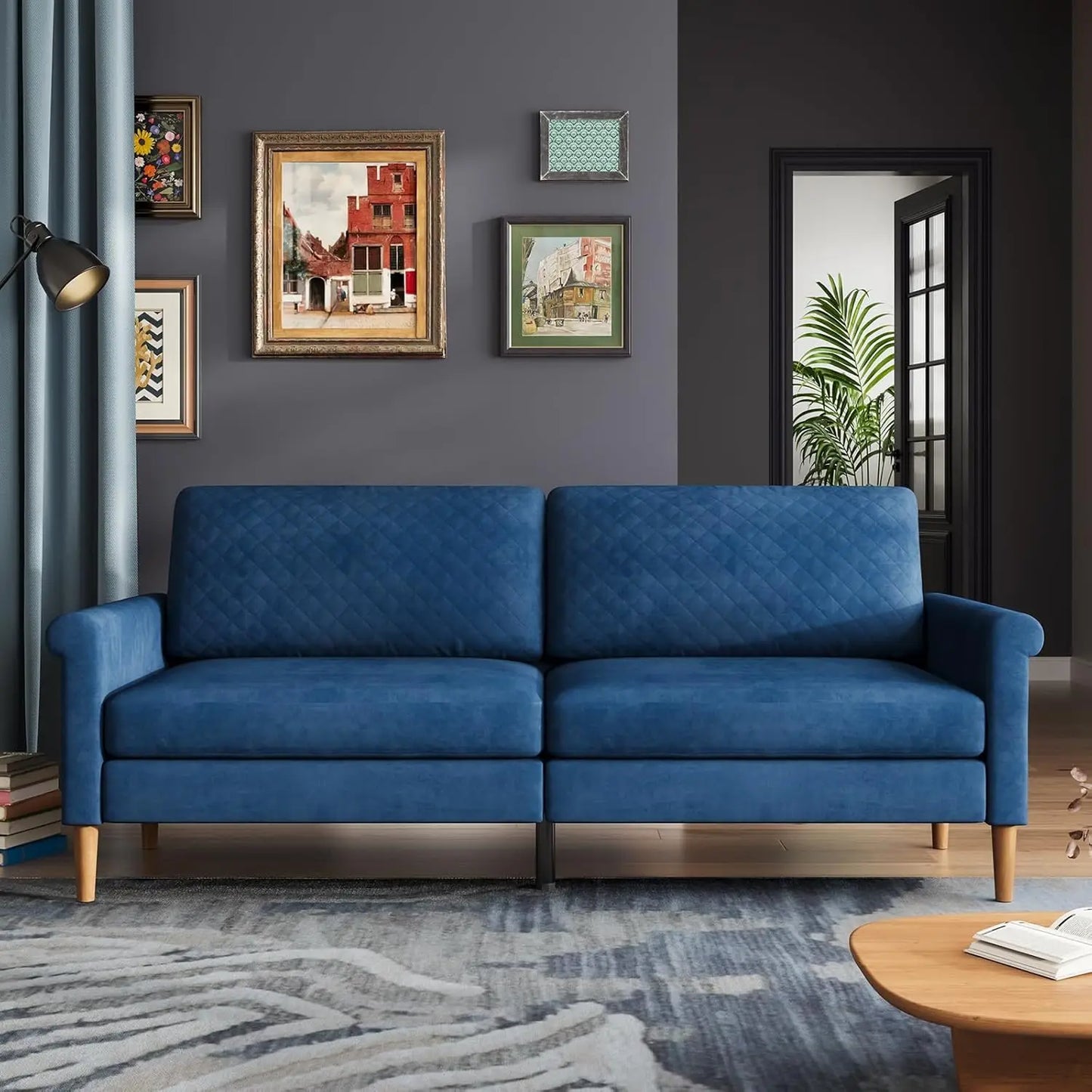 65" Beige Loveseat Sofa, Comfy Small Couch for Living Room